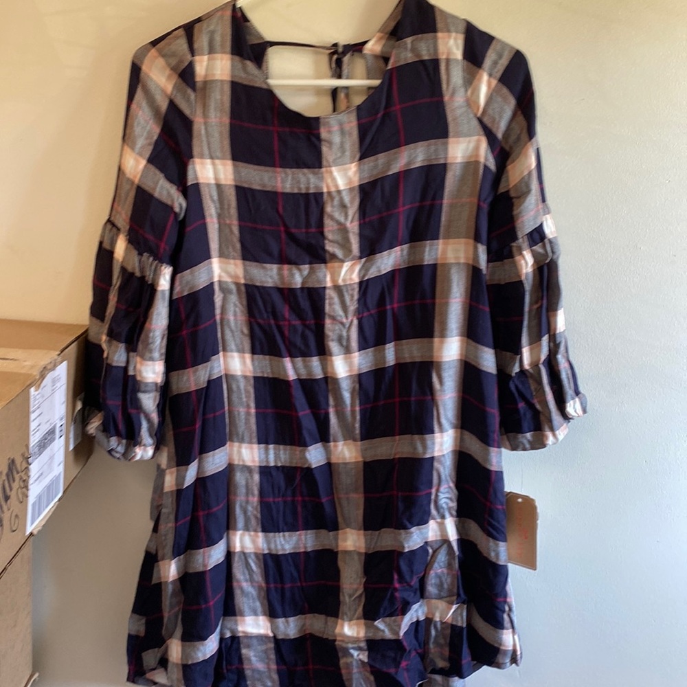 XS copper key plaid tunic